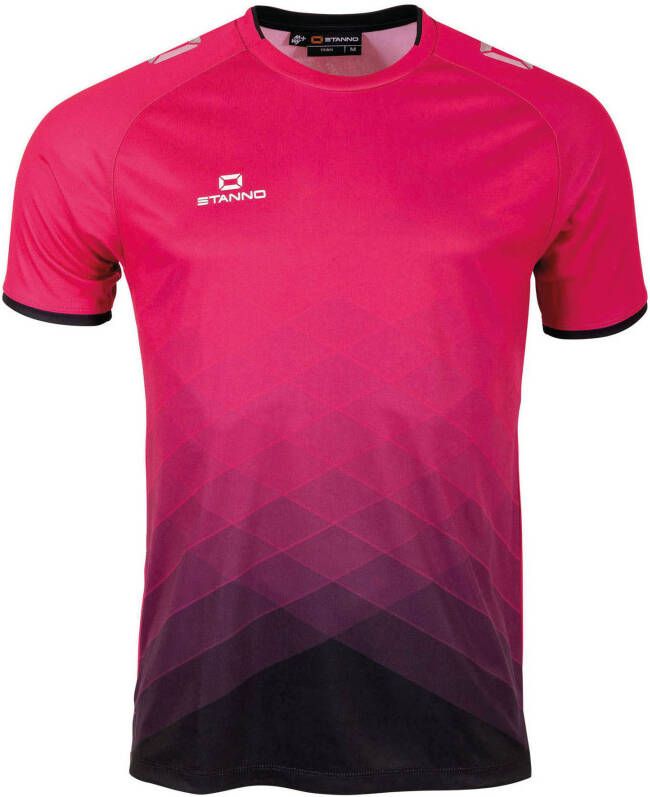 Stanno junior voetbalshirt roze zwart Sport t-shirt Gerecycled polyester Ronde hals 164