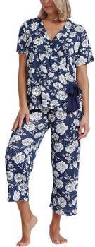 Admas Pyjama's nachthemden Pyjama loungewear palazzo broek wikkel top Navy Flowers