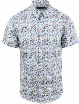 Suitable Overhemd Lange Mouw Short Sleeve Overhemd Bloemenprint Blauw