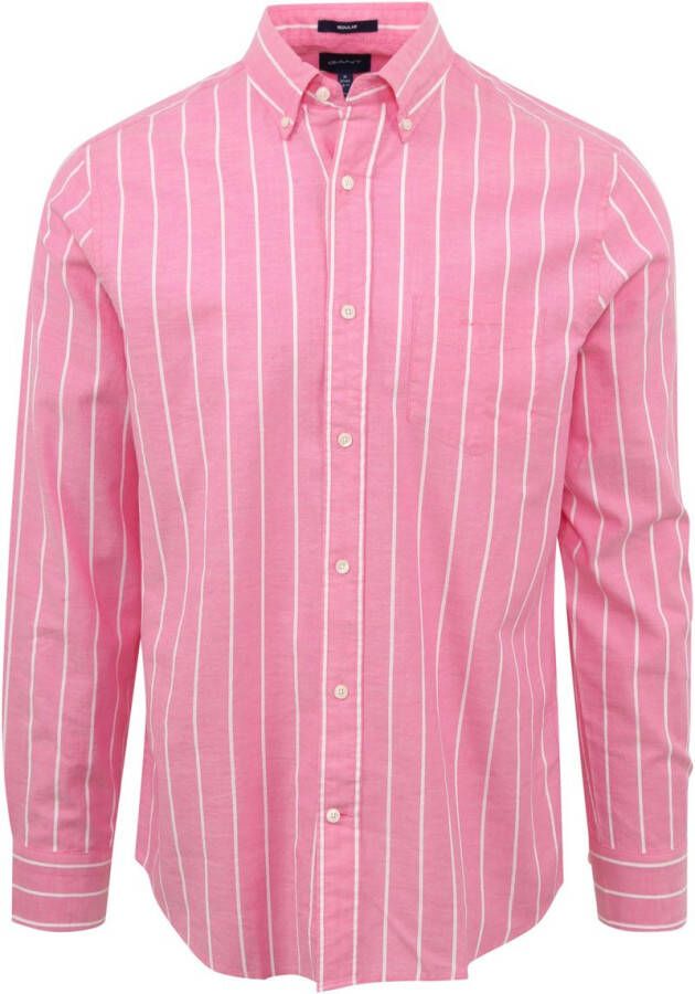 Gant casual overhemd normale fit roze gestreept 100% katoen