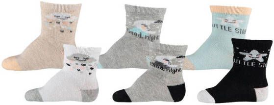 Apollo baby sokken set van 6 beige grijs blauw lichtblauw Meisjes Katoen 74-86