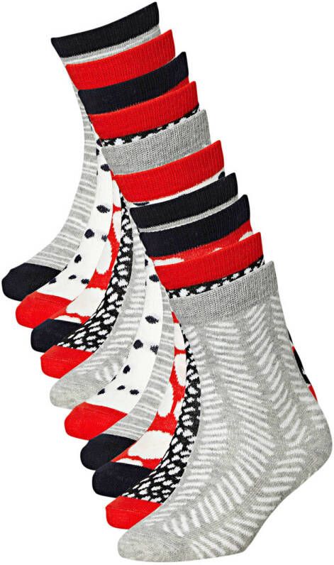 Apollo sokken met all-over print set van 10 rood Meisjes Katoen Mixprint 23-26