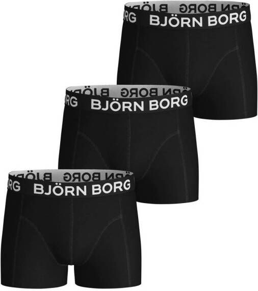 Björn Borg boxershort Sammy set van 3 zwart Jongens Stretchkatoen Effen 134 140