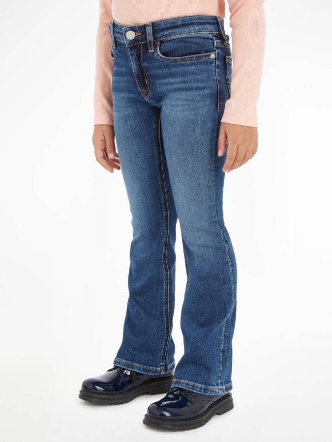 Calvin Klein flared jeans essential dark blue Blauw Meisjes Stretchdenim 164