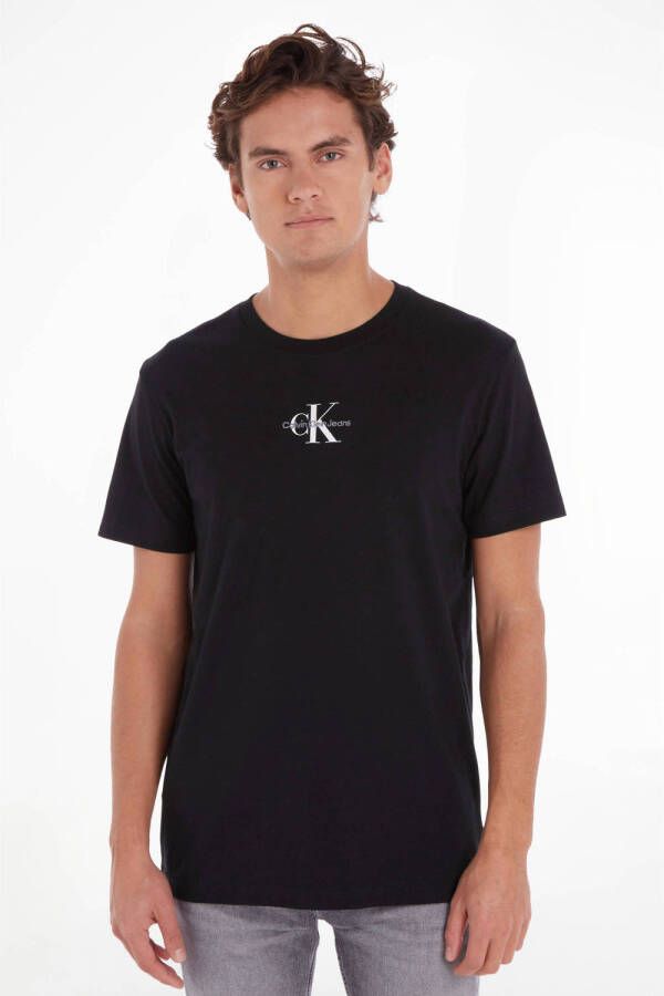 CALVIN KLEIN JEANS regular fit T-shirt met logo zwart
