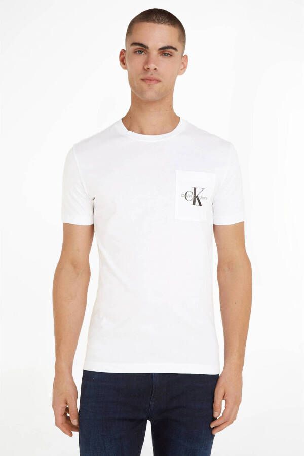 Calvin Klein Jeans Witte effen T-shirt met korte mouwen White Heren