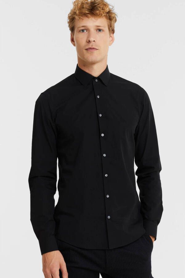 Calvin Klein Zwarte Button-Front Overhemd met Lange Mouwen Black Heren