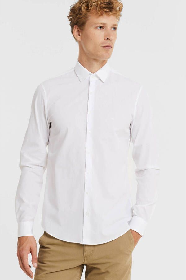 Calvin Klein Witte Overhemd met Knoopsluiting en Lange Mouwen White Heren