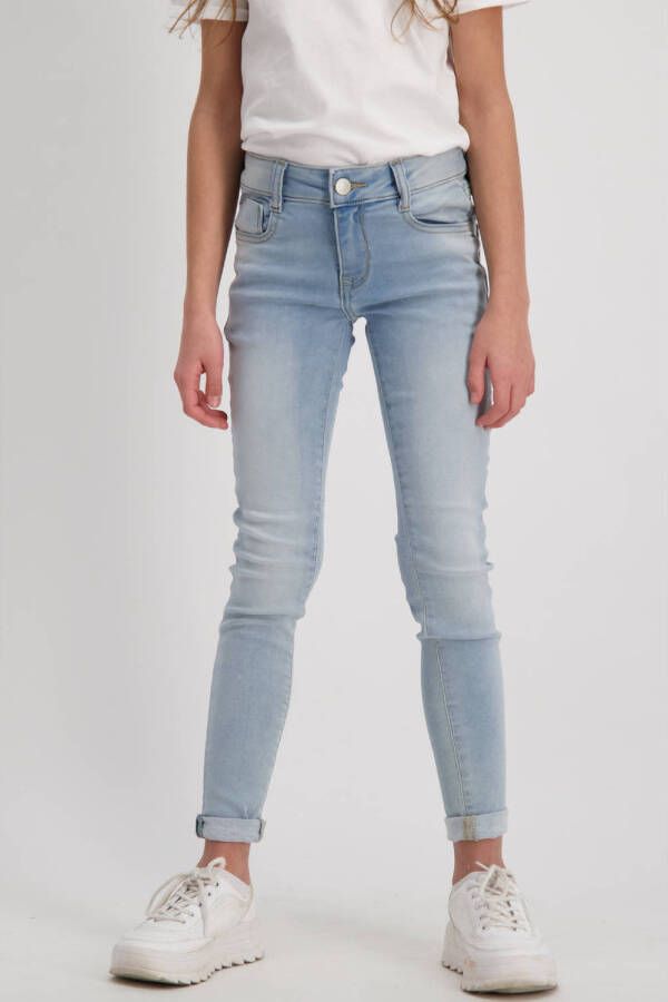Cars skinny jeans Eliza bleached used Blauw Meisjes Stretchdenim Effen 158