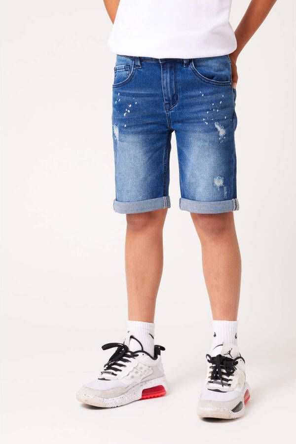 CoolCat Junior regular fit jeans bermuda Nick CB blauw Denim short Jongens Stretchdenim 134 140