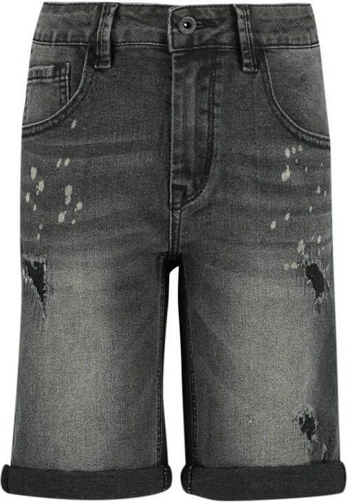 CoolCat Junior regular fit jeans bermuda Nick CB washed black Denim short Zwart Jongens Stretchdenim 134 140