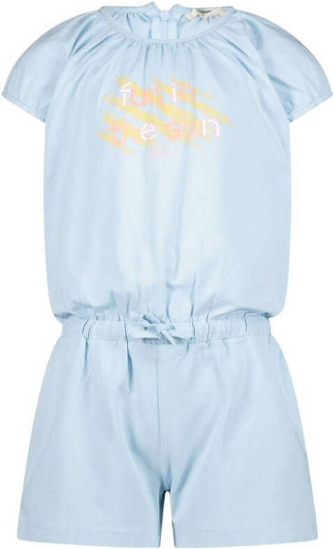 Esprit jumpsuit met printopdruk lichtblauw Meisjes Stretchkatoen Ronde hals 104-110