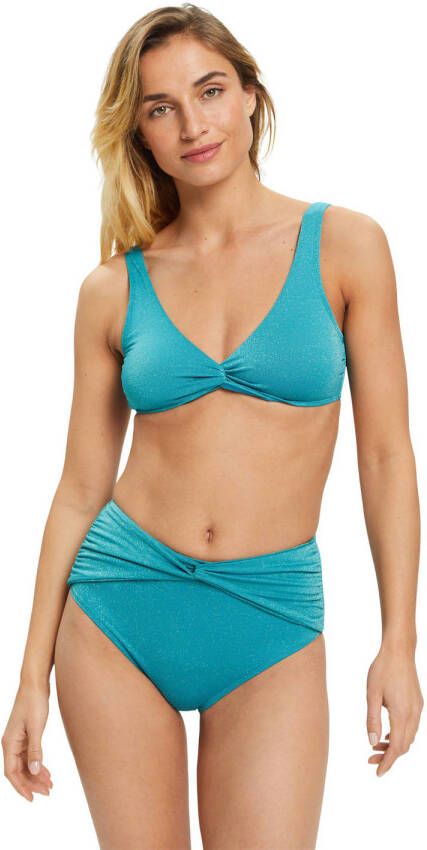 ESPRIT Women Beach high waist bikinibroekje met lurex blauw
