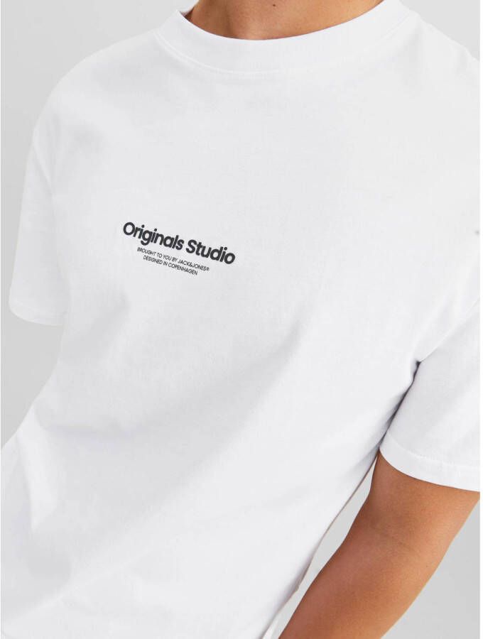 JACK & JONES ORIGINALS oversized T-shirt JORVESTERBRO met printopdruk wit