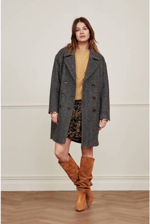 Fabienne Chapot gemêleerde coat winter Lynn met wol grijs