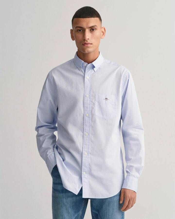 GANT regular fit overhemd met logo en borduursels light blue