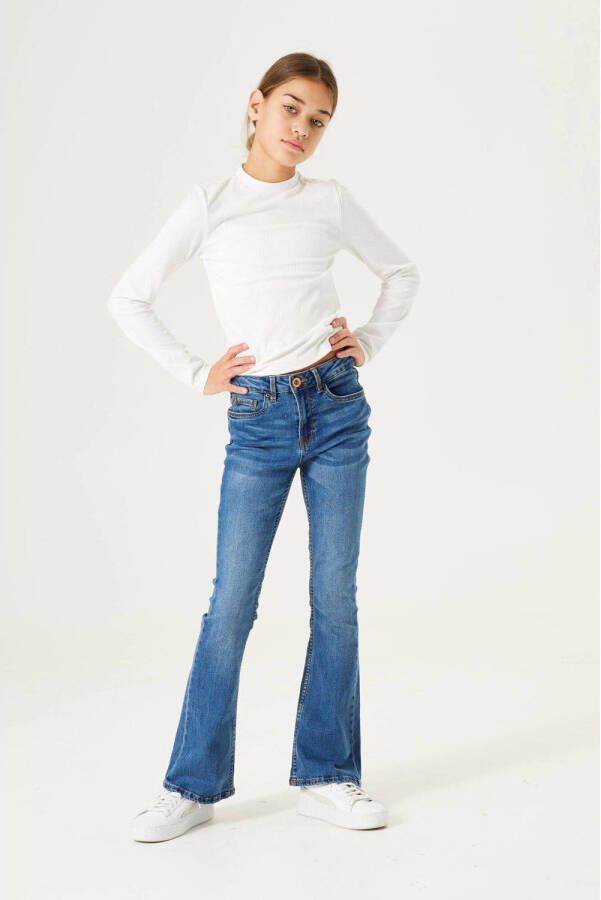Garcia high waist flared jeans 575 medium used Blauw Meisjes Denim Effen 134