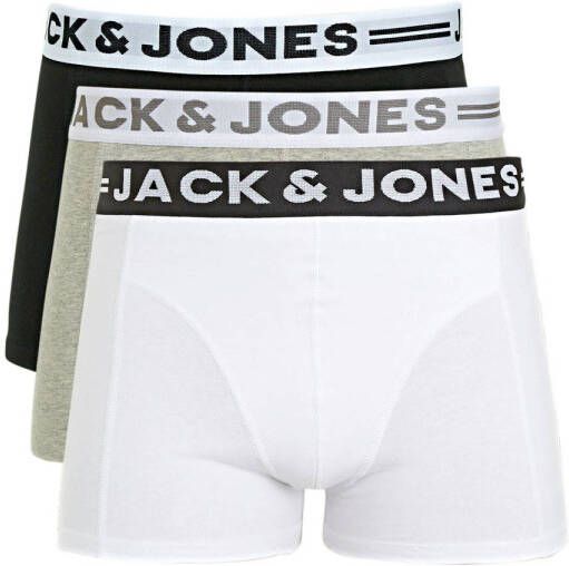 Jack & jones JUNIOR boxershort set van 3 zwart wit grijs melange Jongens Stretchkatoen 152