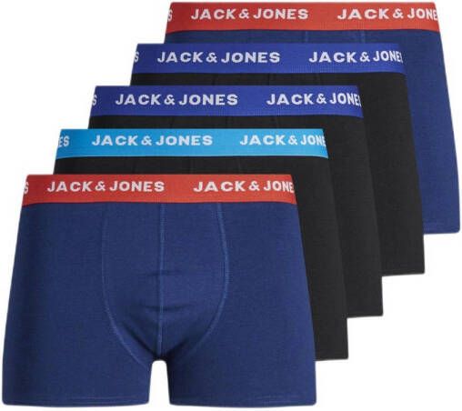 Jack & jones JUNIOR boxershort set van 5 donkerblauw zwart Jongens Stretchkatoen 128
