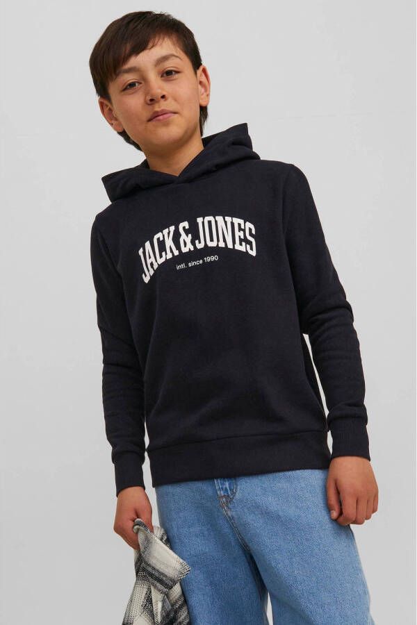 Jack & jones JUNIOR hoodie JJEJOSH met logo zwart Sweater Logo 116