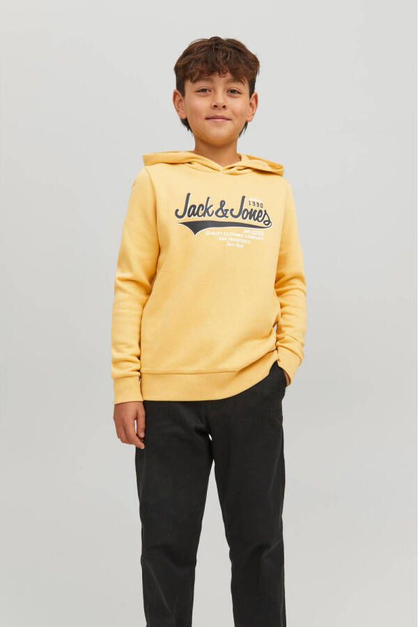 Jack & jones JUNIOR hoodie JJELOGO met logo lichtgeel Sweater Logo 140