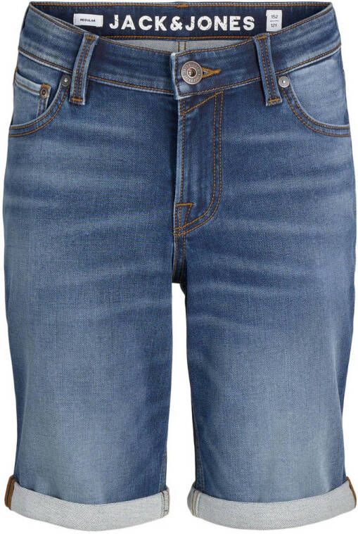 Jack & jones JUNIOR regular fit jeans bermuda JJIRICK stonewashed Denim short Blauw Jongens Stretchdenim 128