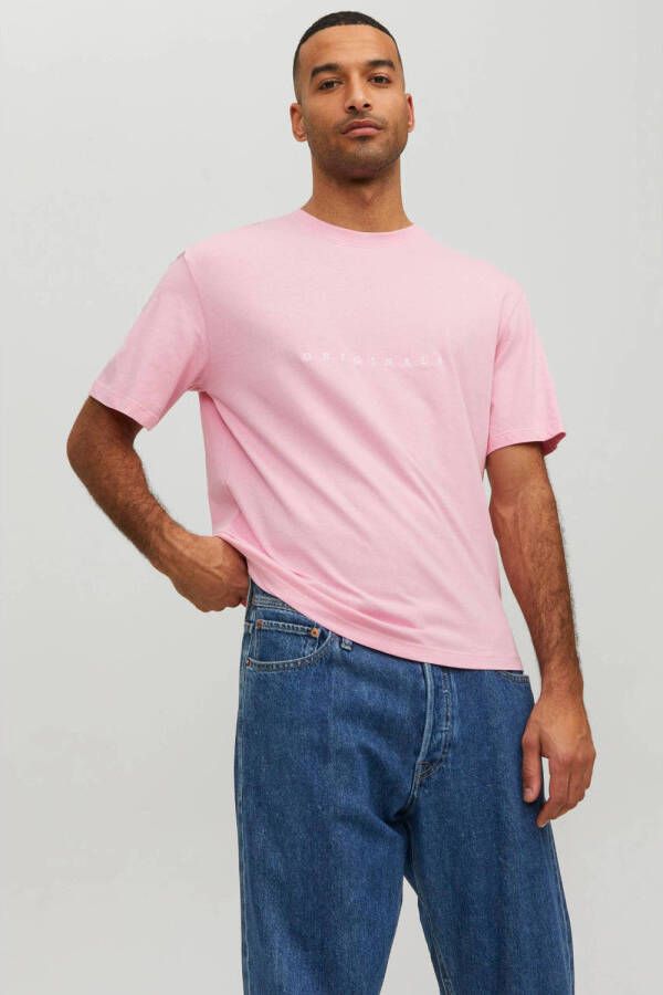 Jack & jones Copenhagen Korte Mouw Geborduurd T-Shirt Pink Heren