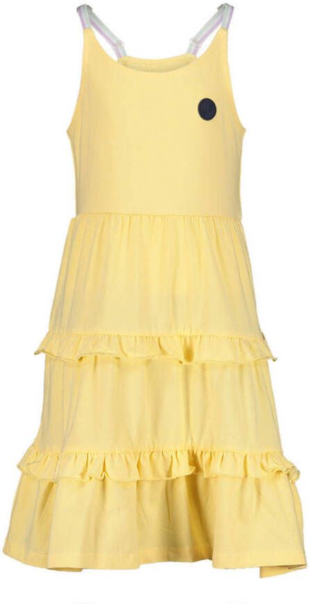 Jake Fischer jurk met ruches geel Meisjes Stretchkatoen Ronde hals Effen 176
