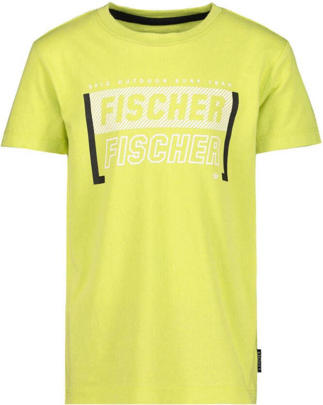 Jake Fischer T-shirt met logo groen Jongens Katoen Ronde hals Logo 116