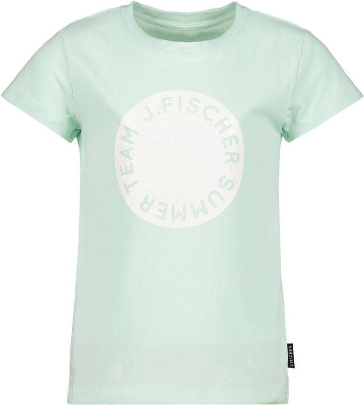 Jake Fischer T-shirt met printopdruk mintgroen Meisjes Stretchkatoen Ronde hals 116