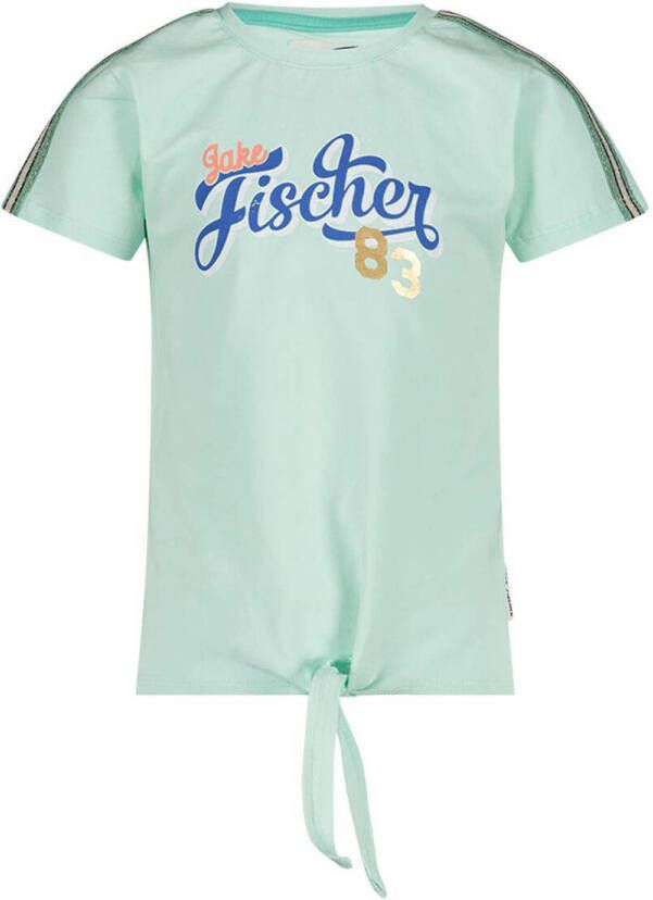 Jake Fischer T-shirt met printopdruk mintgroen Meisjes Stretchkatoen Ronde hals 104