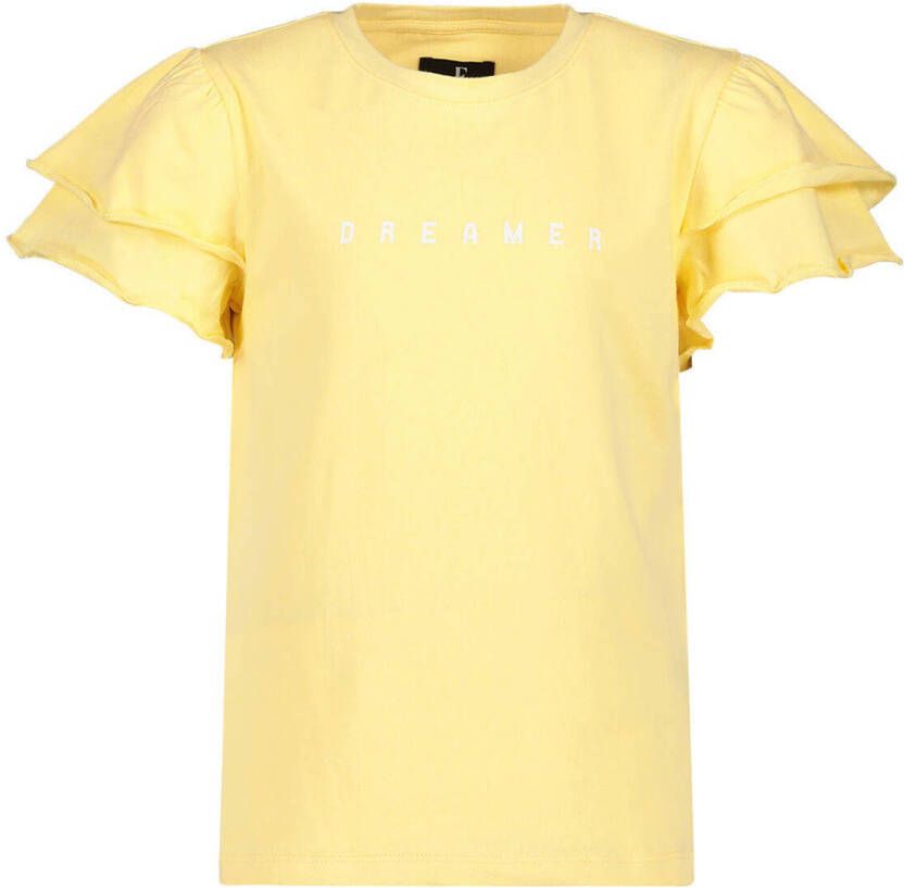 Jake Fischer T-shirt met ruches geel Meisjes Stretchkatoen Ronde hals Effen 116