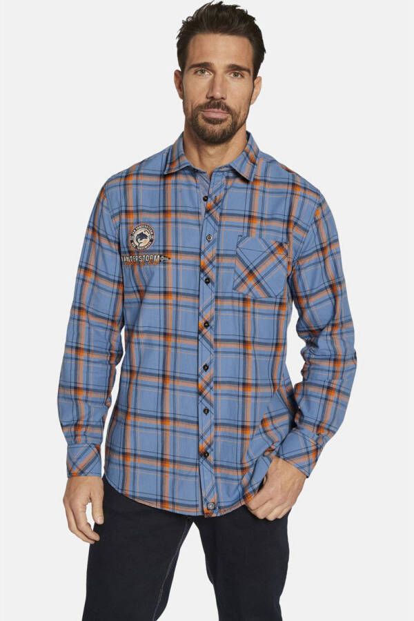 Jan Vanderstorm +FIT Collectie geruit oversized overhemd IVERSEN Plus Size donkerblauw
