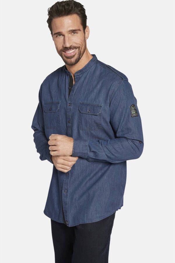 Jan Vanderstorm +FIT Collectie loose fit overhemd BERDE Plus Size blauw