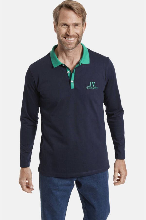 Jan Vanderstorm oversized polo FAUSTIN Plus Size donkerblauw