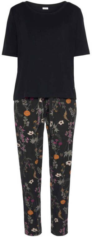 Lascana pyjama met bloemen zwart