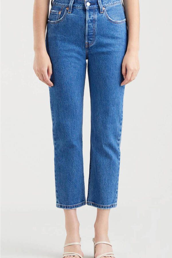 Levi's Regular fit jeans met riemlussen model '501 CROP JAZZ POP'