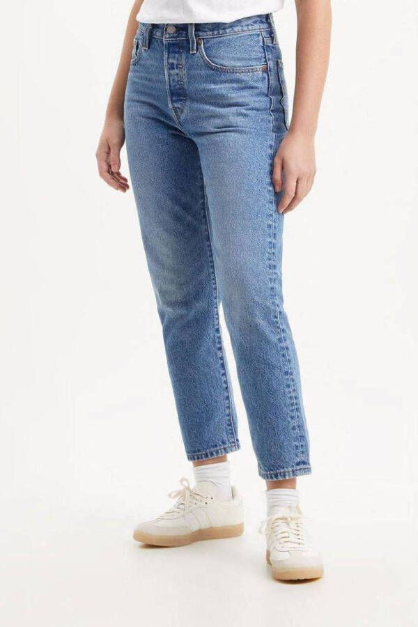 Levi's Blauwe effen dames jeans met ritssluiting en knoopsluiting Blue Dames
