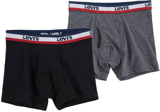 Levis Levi's Kids boxershort Logo set van 2 zwart grijs melange Jongens Stretchkatoen 140-152