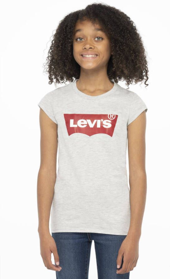 Levis Levi's Kids T-shirt Batwing met logo lichtgrijs Meisjes Katoen Ronde hals 158-164