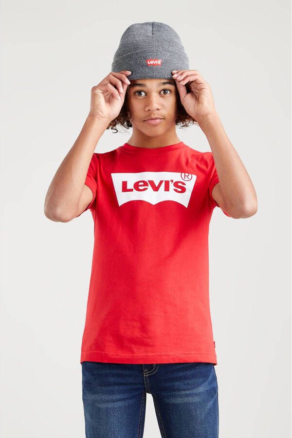 Levis Levi's Kids T-shirt Batwing met logo rood Jongens Katoen Ronde hals Logo 152