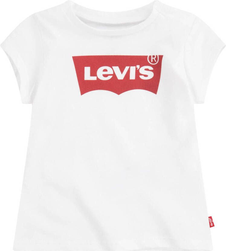 Levis Levi's Kids T-shirt Batwing met logo wit Meisjes Katoen Ronde hals Logo 158-164