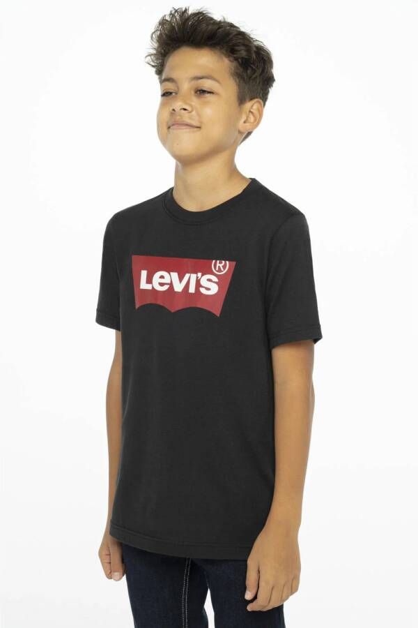 Levis Levi's Kids T-shirt Batwing met logo zwart Jongens Katoen Ronde hals Logo 140