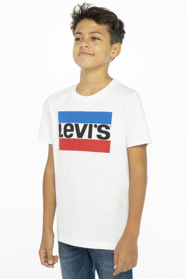 Levis Levi's Kids T-shirt met logo wit blauw rood Jongens Katoen Ronde hals Logo 110