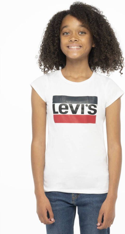Levis Levi's Kids T-shirt met logo wit rood donkerblauw Meisjes Katoen Ronde hals 158-164
