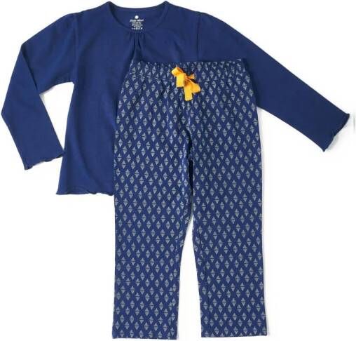 Little Label pyjama met all over print donkerblauw Meisjes Stretchkatoen Ronde hals 110