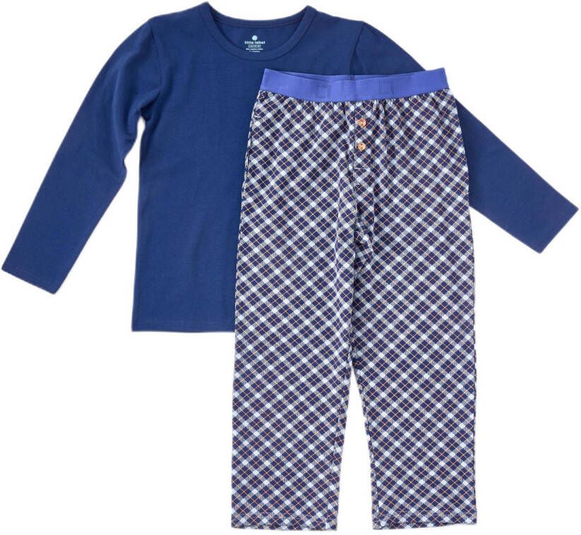 Little Label geruite pyjama van biologisch katoen aqua Blauw Jongens Stretchkatoen Ronde hals 110 116