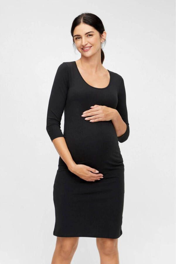 Mamalicious zwangerschapsjurk LEA met biologisch katoen zwart Effen XL