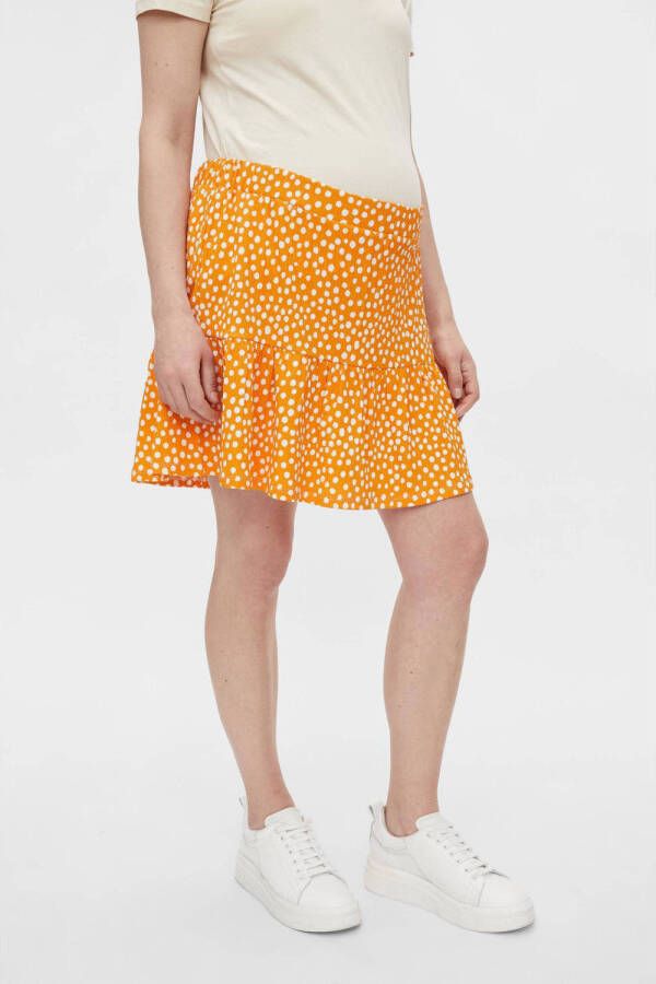 Mamalicious zwangerschapsrok MLFRIDA met stippen oranje wit Dames Polyester XL