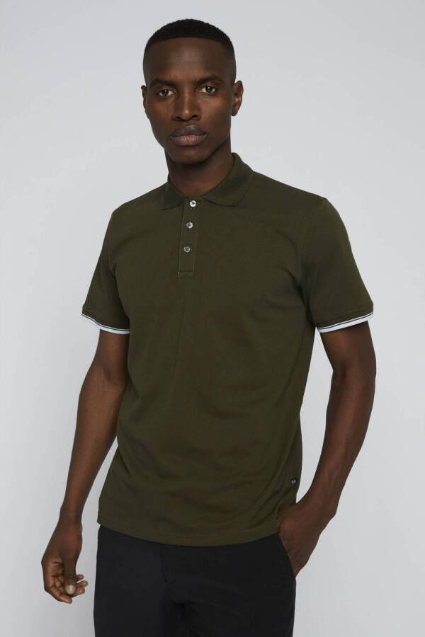 Matinique regular fit polo MApique met contrastbies olive night